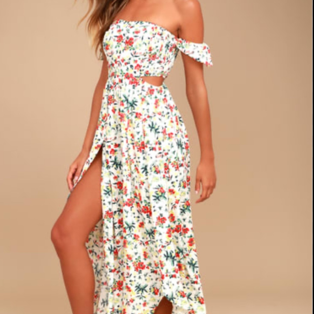 Lush cream off the shoulder maxi dress